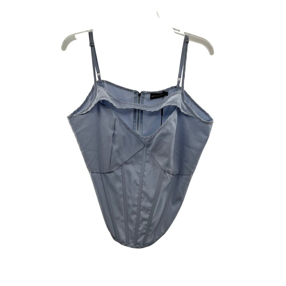 Pretty Little Things Dusty Blue Cut Out Boned Corset Top Size 16 New
